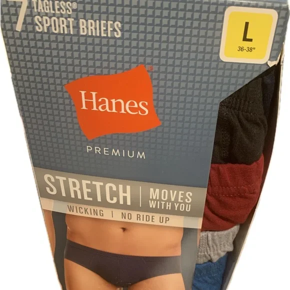 Hanes Premium Stretch Briefs - Black, Red, Gray, Blue - Picture 4 of 4